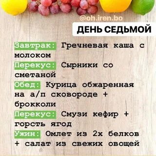 Правильное здоровое питание меню на каждый день