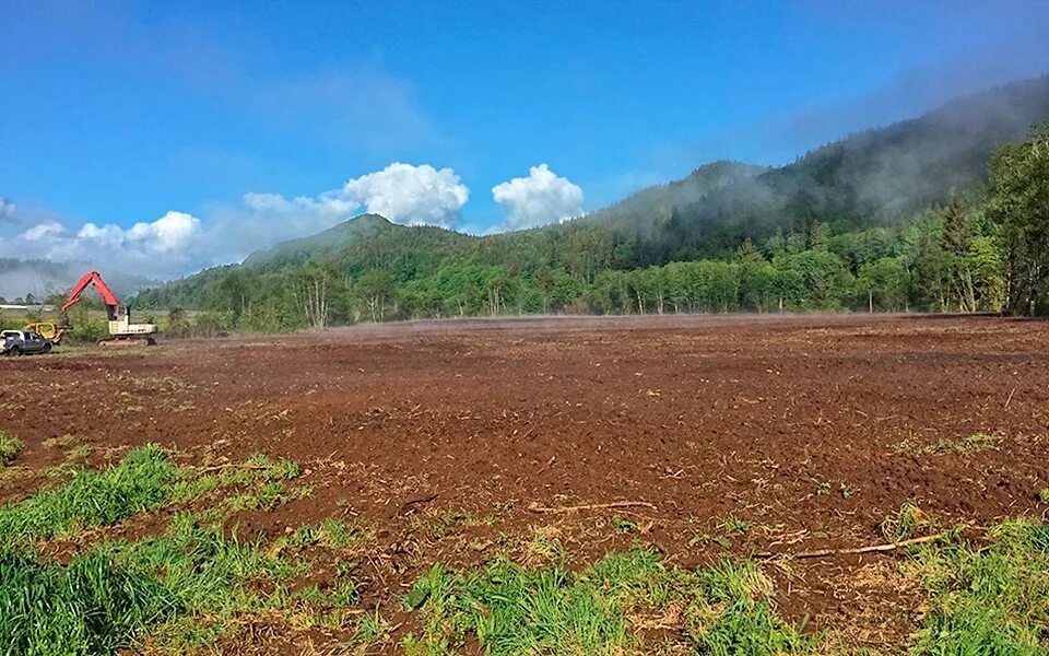 Clearing land. Cleared for Land. Land clearing icons. Clearing a landing site in Asia.