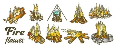 Campfire Collection Different Ink Color Set Vector 17441972 Vector Art at Vectee