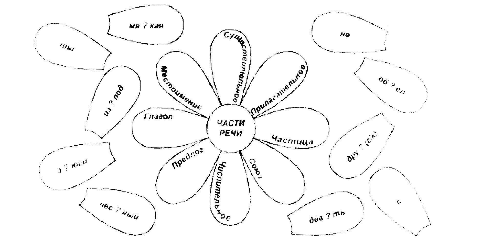 Лепестки пожеланий шаблоны. Лепестки с заданиями. Ромашка с заданиями для детей. Части речи задания для детей. Ромашка по частям.