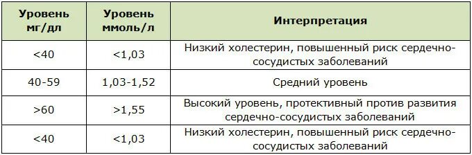 Холестерин норма у мужчин 30 лет