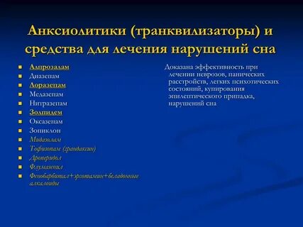 Транквилизаторы названия препаратов