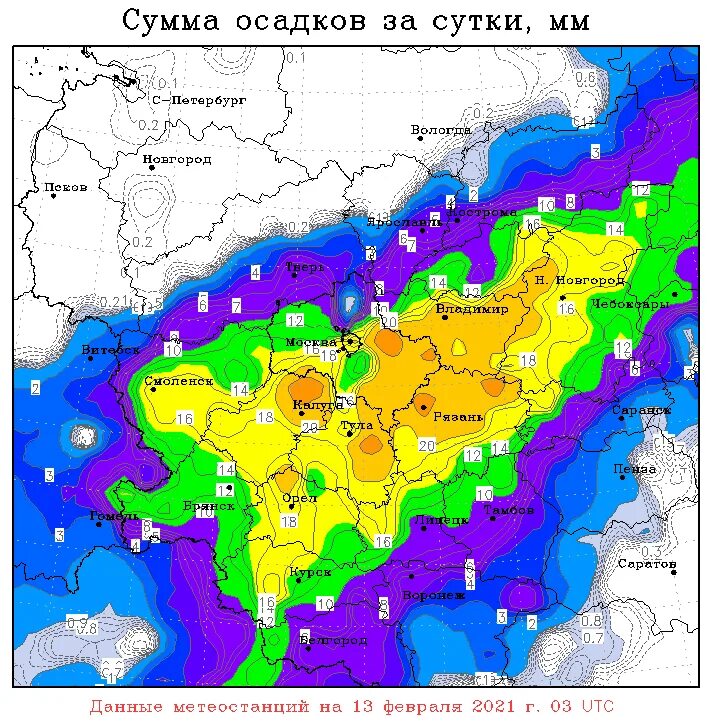 Карта осадков владимирской