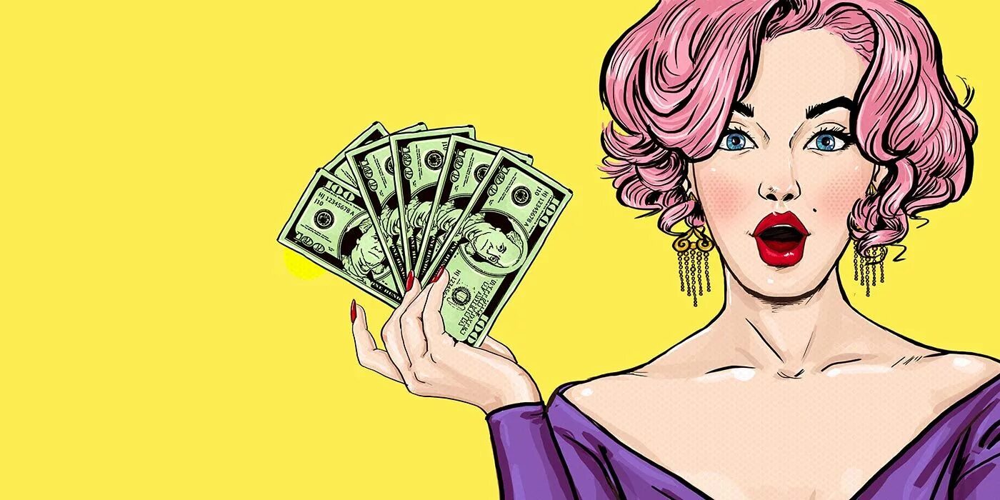 Поп арт деньги. Иллюстрация ситуации с деньгами. Девушка с деньгами арт. Поп арт женщина. Человек с деньгами арт.