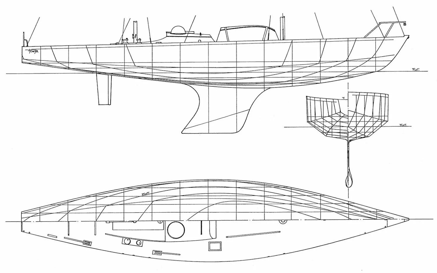 Чертеж модели парусной яхты The History of Valerie by Stow & Son of Shoreham 1895 Sandeman’s Yachting Chro