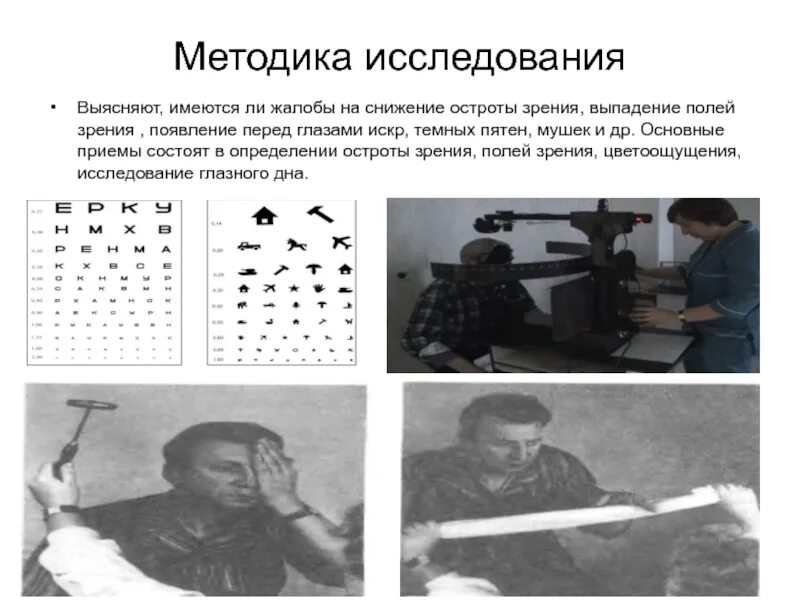 Метод определения поля зрения. Методы изучения остроты зрения. методики исследования зрения. исследование полей зрения. выпадение полей зрения.