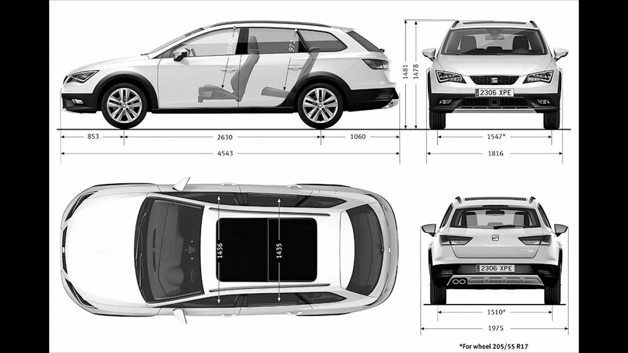 Средний объем автомобиля. Seat Leon габариты.