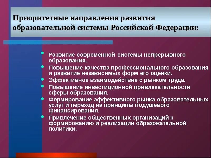 Направления развития профессиональное образование. Приоритетные направления в образовании. Приоритетные направления развития образования. Направления развития системы образования. Приоритетные направления российского образования..