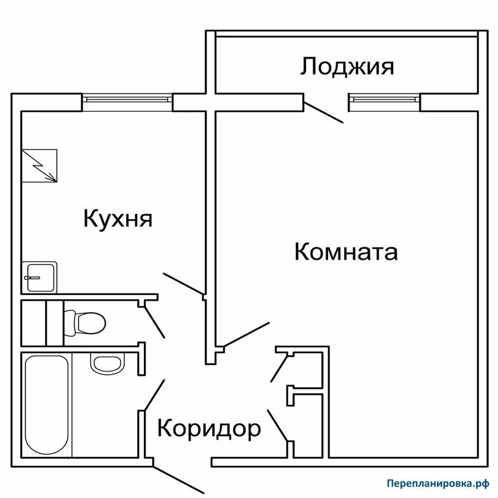 План однокомнатной квартиры. Схема однокомнатной квартиры. План однокомнатной квартиры в панельном доме. Планировка 1 комнатной квартиры.