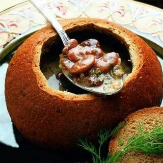 Как едят суп в хлебе