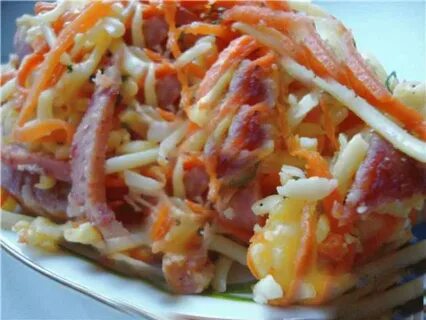 Корейская морковка с колбасой