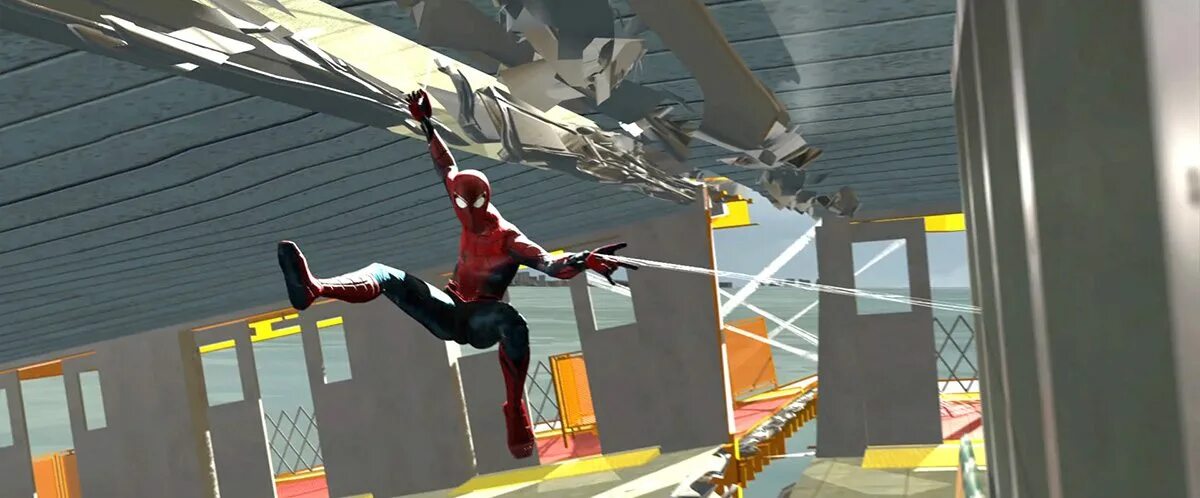Playable spiderman can do web swinging