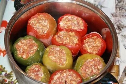 Перец фаршированный мясом и рисом овощами рецепт