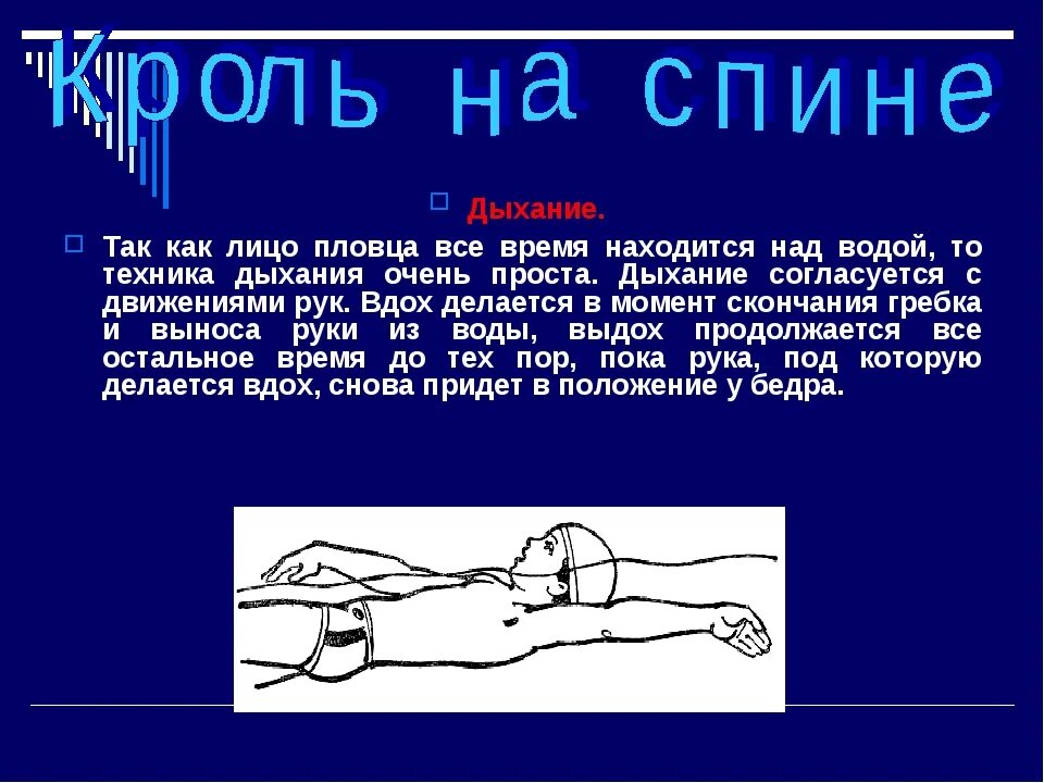 Методика плавания кролем. Техника дыхания при плавании кролем на спине. Техника плавания кролем дыхание. Техника плавания кролем на спине дыхание. Кроль на спине техника плавания.