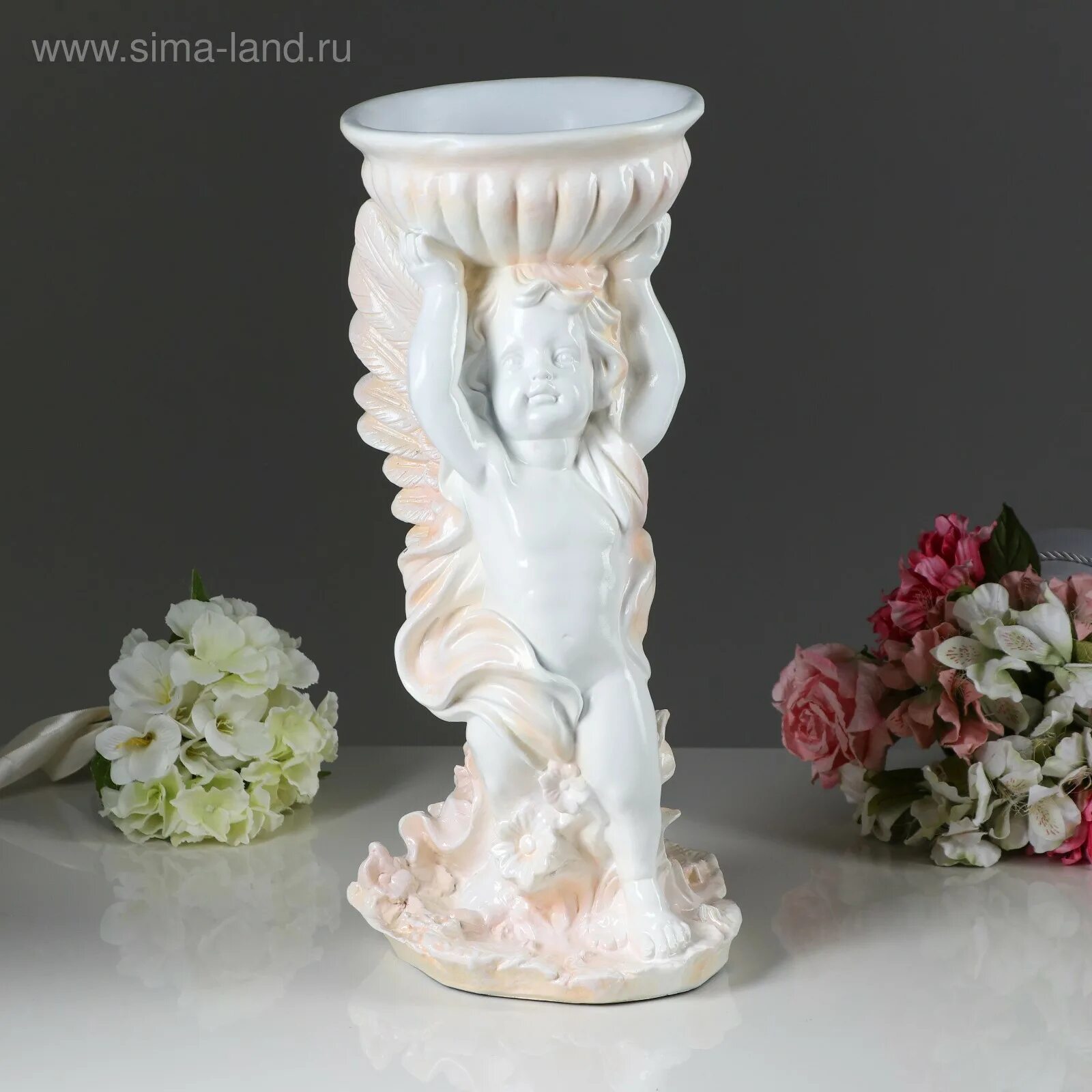 креативные горшки для цветов. гипсовые вазы для цветов. статуэтка "ангел с чашей". (1) 5179047. гипсовые вазы для цветов.