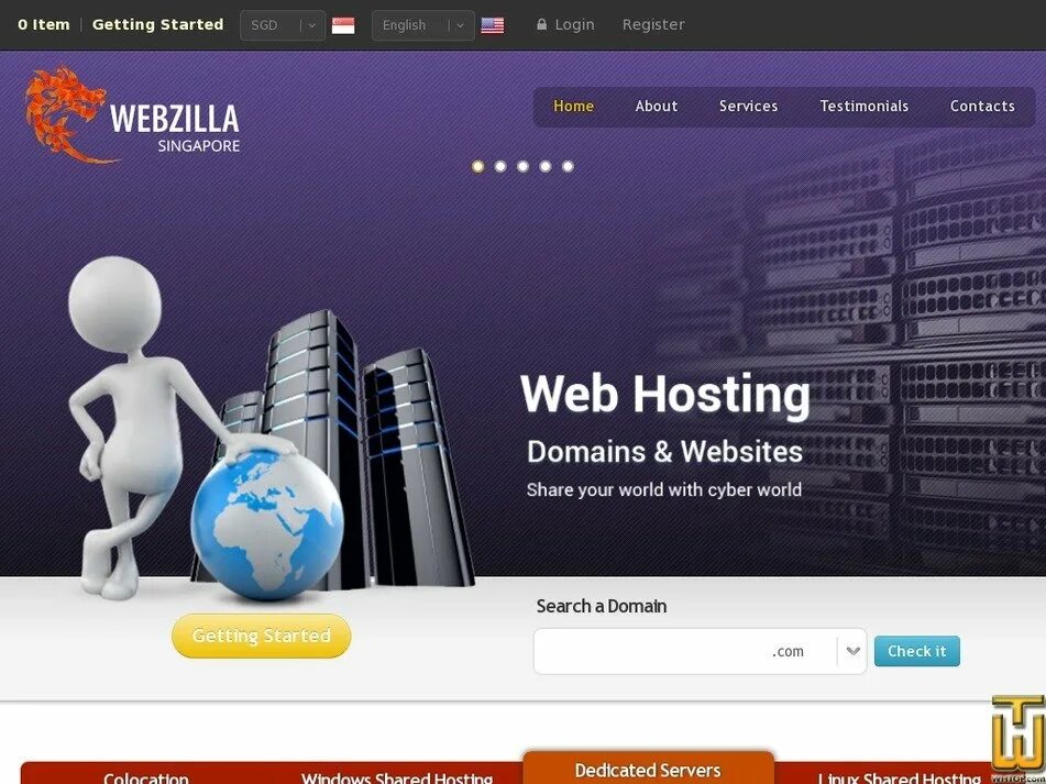 Mains hosting. Webzilla. Webzilla logo.