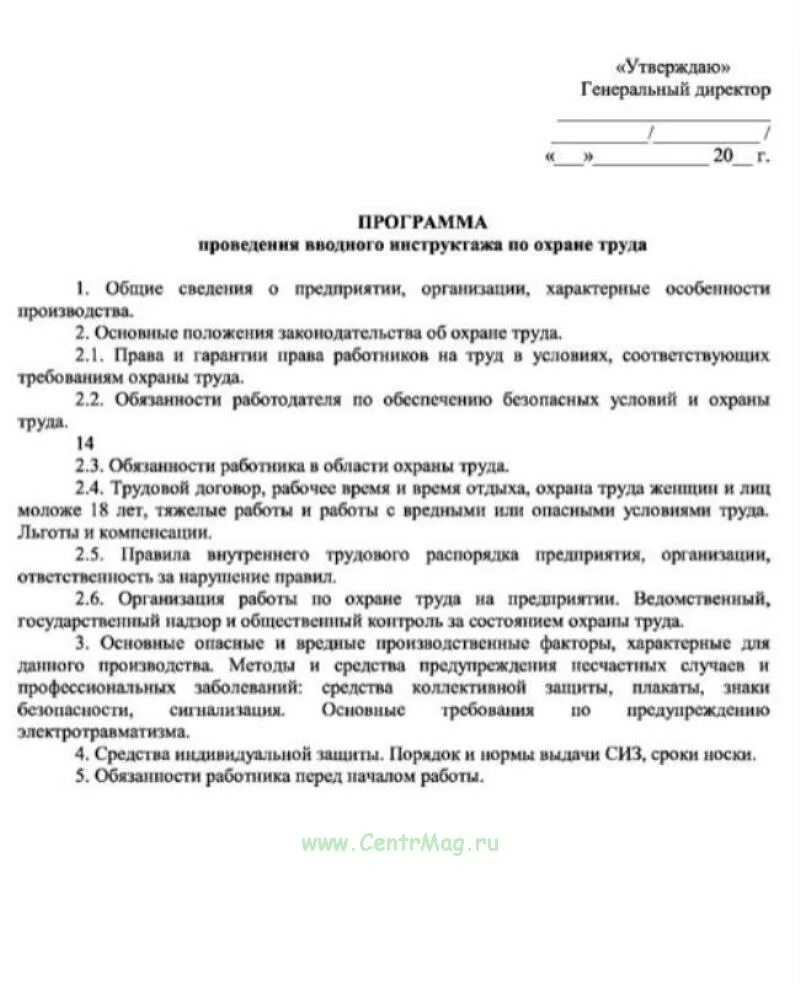 Положение по вводному инструктажу