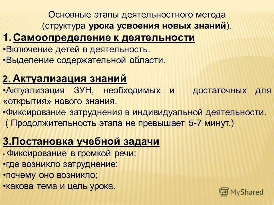 структура усвоения новых знаний