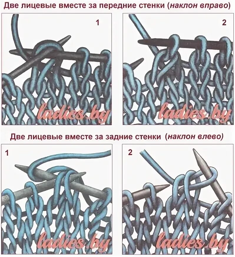 Две лицевые вправо. Две петли лицевой с наклоном влево. Лицевая петля с наклоном вправо. Две вместе лицевой с наклоном. 2 Петли вместе лицевой с наклоном вправо.