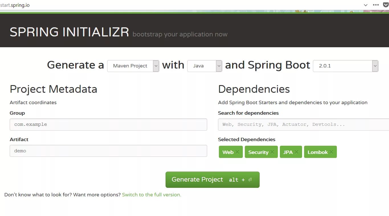 Spring start. Создание проекта spring. spring security spring boot app работа. https:start.spring.io.