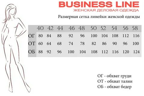 Размерная линейка женской
