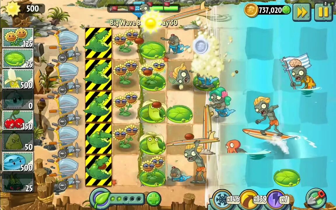 Plants vs Zombies 2 big Wave Beach Day 30. Растения против зомби 2 большие волны. Пляж большой волны PVZ 2. Plants vs Zombies 2 big Wave Beach. Игра зомби пляж