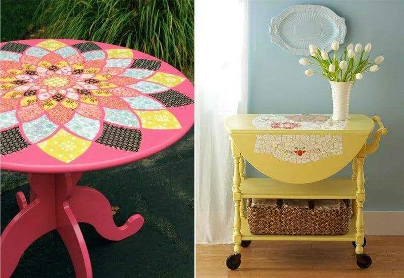 Переделка старой мебели. Как преобразить стол. Декорирование старого кухонного стола. Как преобразить стол. Декор журнального столика из икеа.