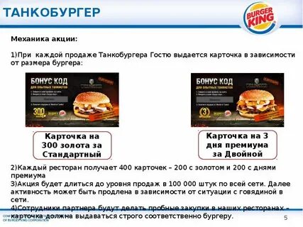 Бонус сбербанка бургер кинг