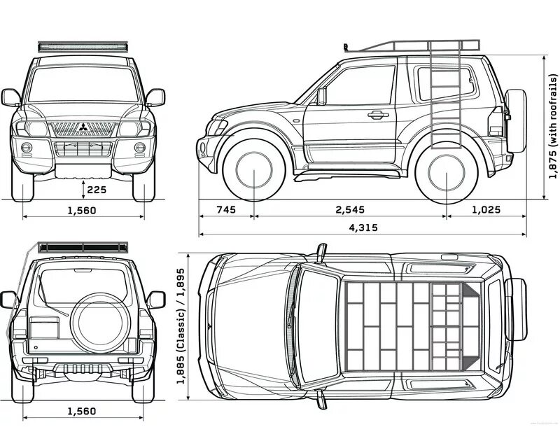 2005 Toyota Fortuner SUV blueprints free - Outlines