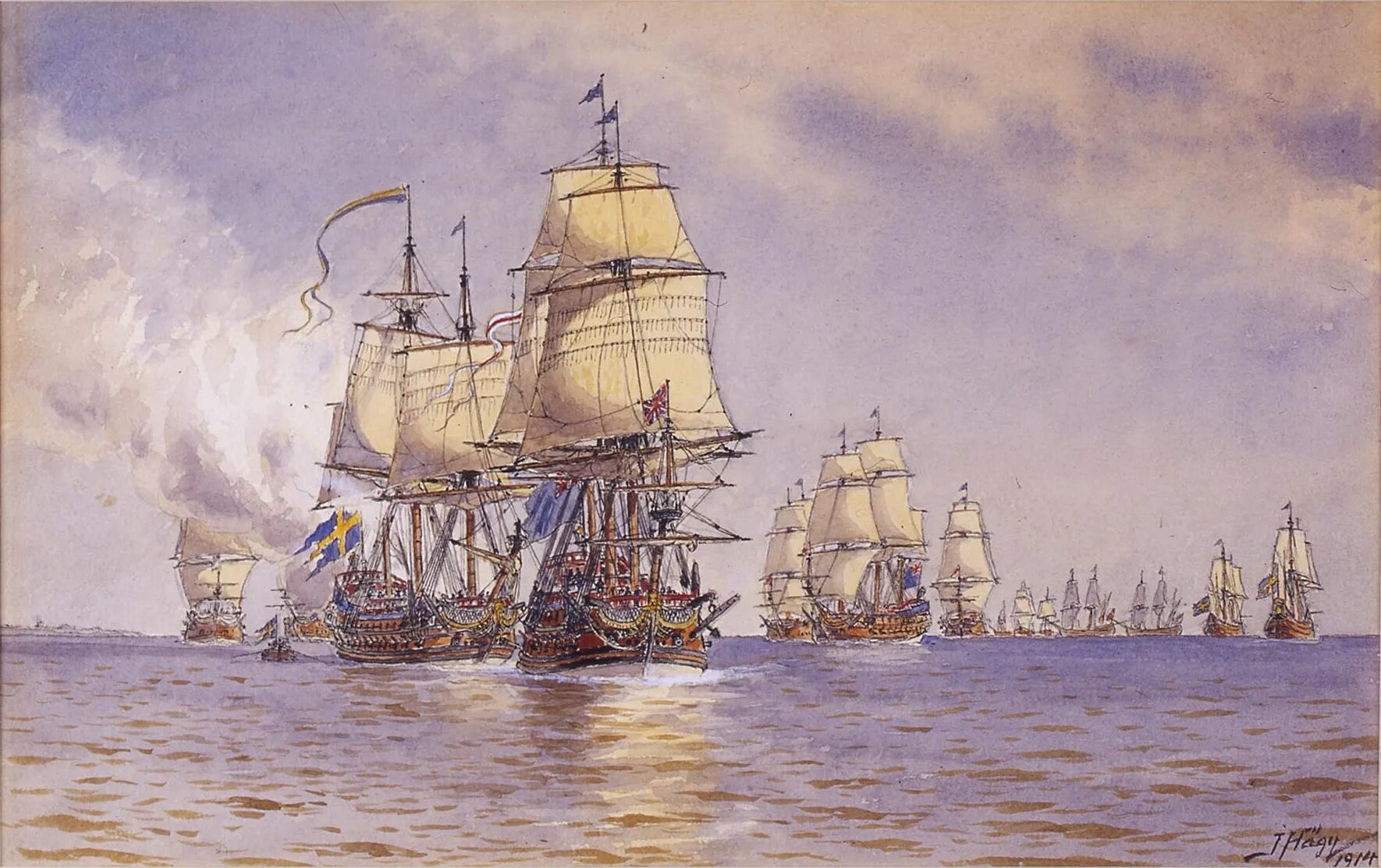 Гогландское сражение 1788. Бой у острова Эзель 24 мая 1719 года. Парусный линейный корабль Кайзер 1858. Якоб Хагг. Шведская эскадра