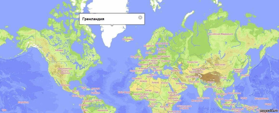Остров Гренландия на карте. Гренландия остров расположение на карте.