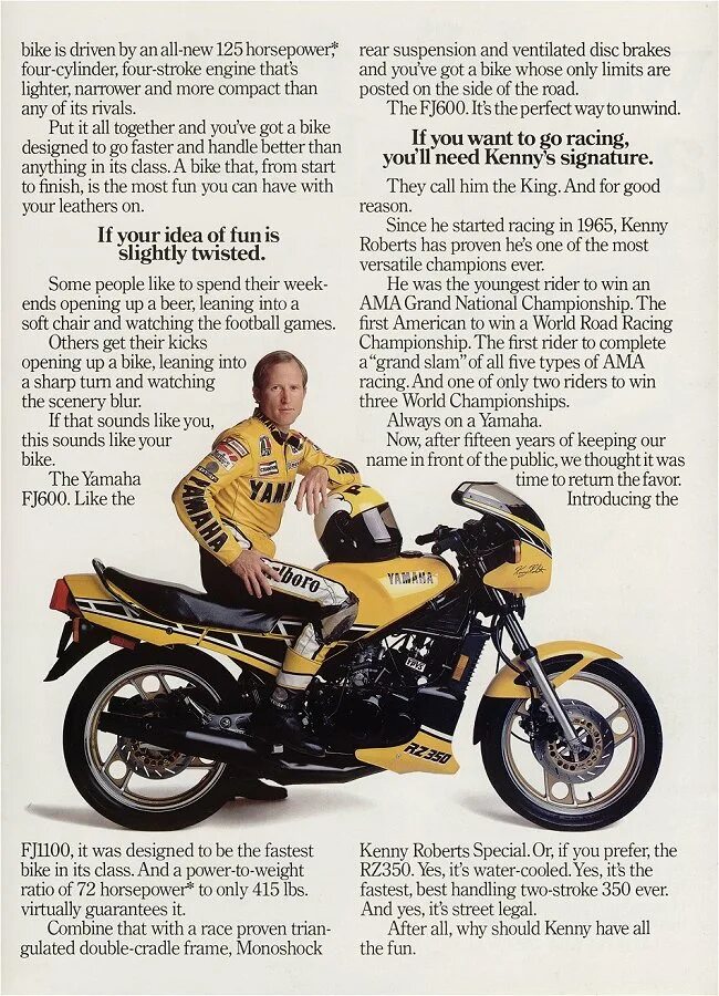 Kenny Roberts. Май байк. Classic advertisements. Its my bike