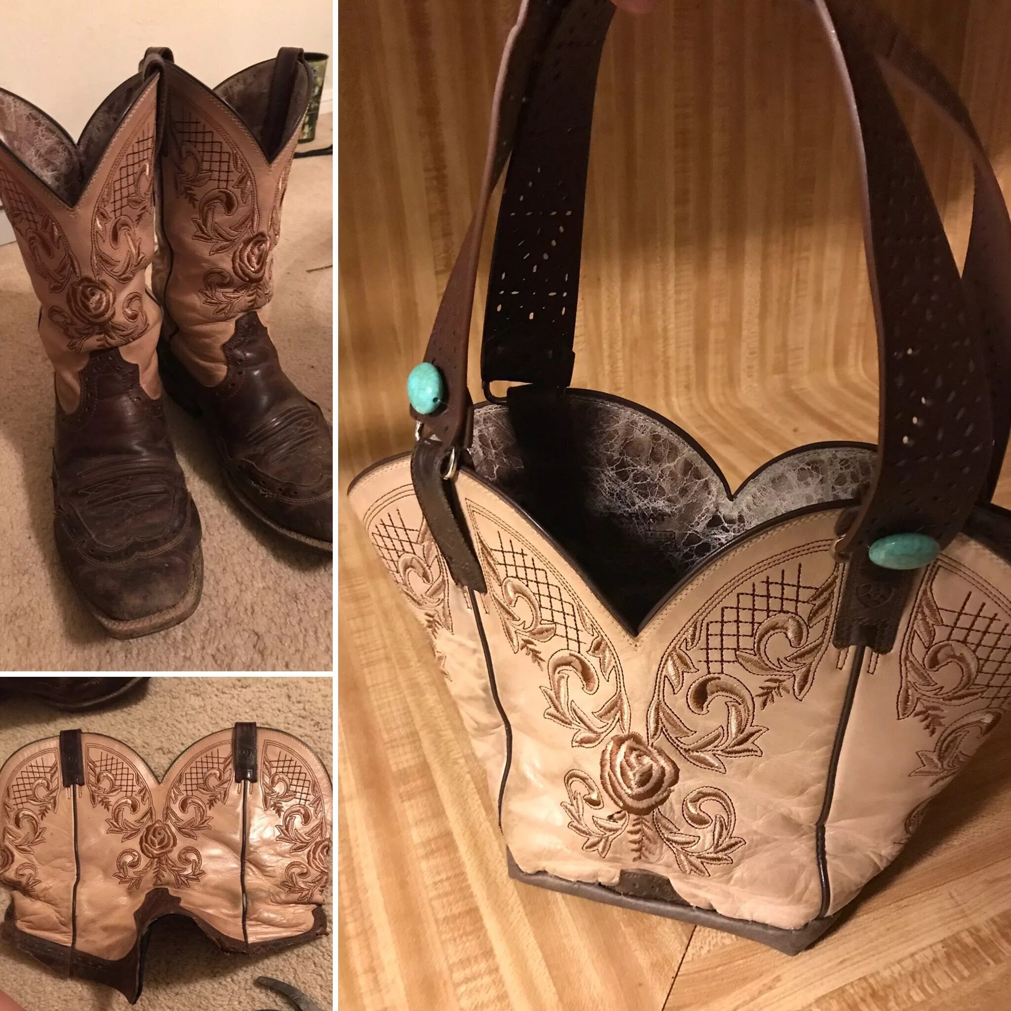 Сумка из кожаных сапог