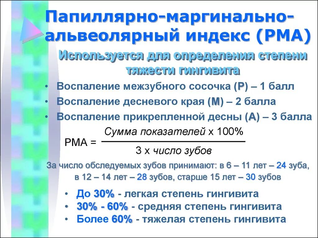 Индекс десна. Индекс PMA. Папиллярно маргинально альвеолярный индекс. Индекс РМА. Индекс PMA В стоматологии.