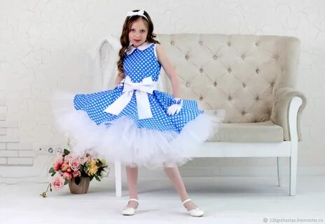 Платье для девочки "Стиляги" горошек на синем в интернет-магазине...
