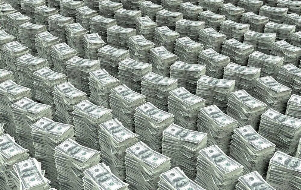 20 0 млрд. Очень много денег. Куча денег. Стопка денег. Миллион долларов.