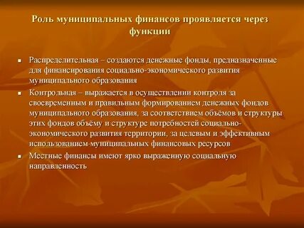 Роль местных финансов