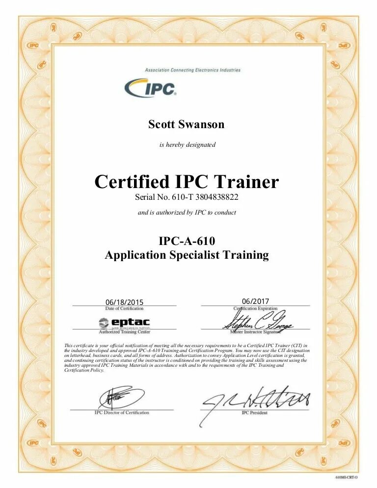 Сертификаты ipc. Сертификат ipc-a-610. api 610 certificate example.