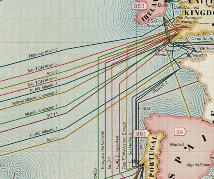 Кабели интернета в мире. Карта подводных оптоволоконных кабелей. Схема подводных кабелей Атлантики. TELEGEOGRAPHY карта кабелей. Карта подводных кабелей интернета.