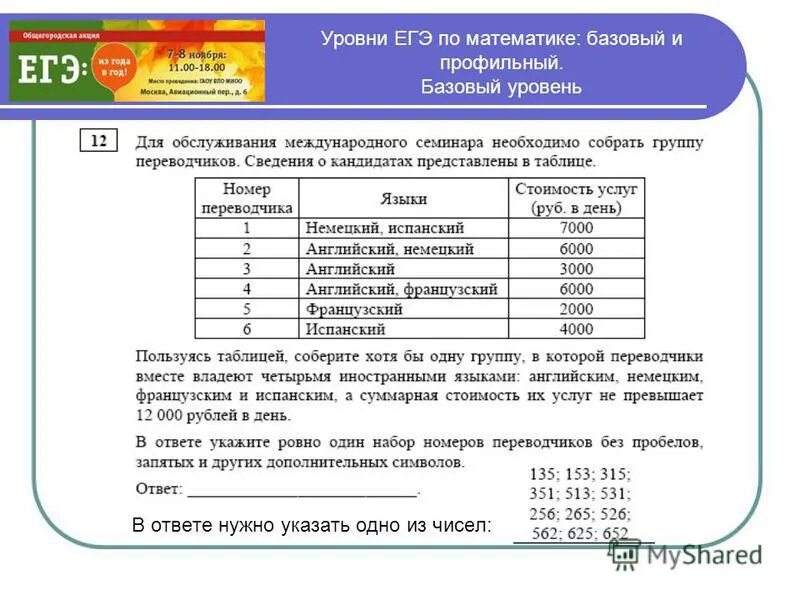 Математика базовый уровень тесты