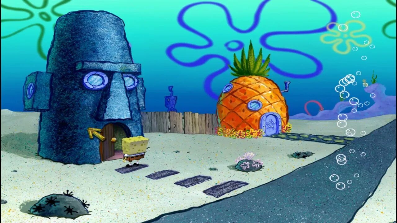1 г боба. Дом губки Боба Сквидварда и Патрика. Spongebob корона Нептуна игра. Губка Боб дома. Губка Боб дом Сквидварда.