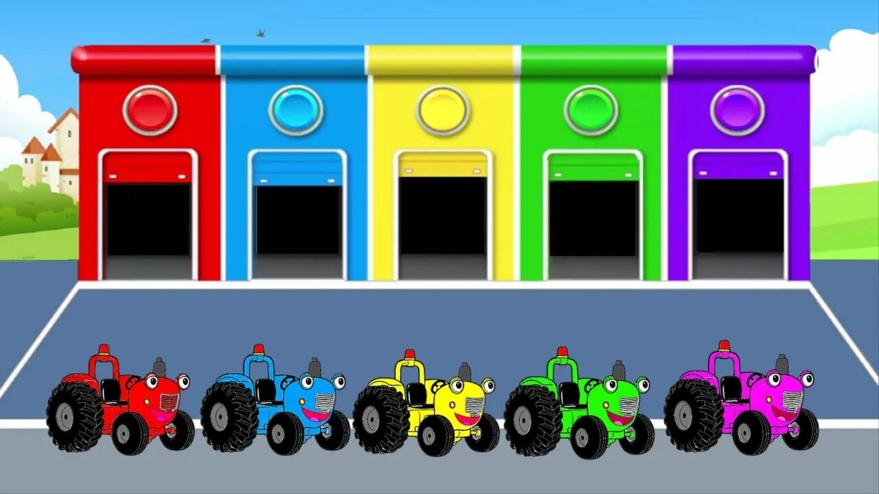 Красный и синий трактор. Синий трактор. Разноцветные тракторы для детей. Трактор синий трактор для малышей.