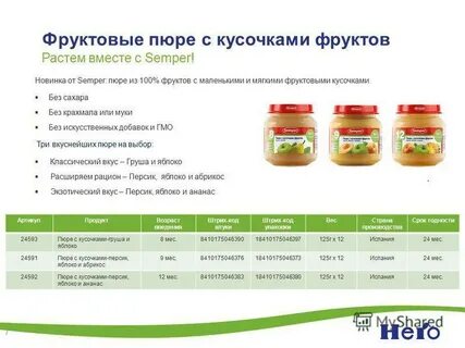 Сколько фруктового пюре в 6 месяцев