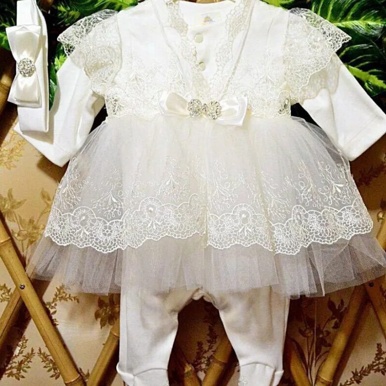 Elika Baby детская одежда. Платье на выписку для новорожденных девочек. Комбинезон для новорожденных с кружевом. Платье на выписку для новорожденных.