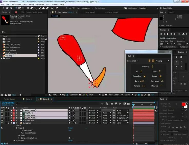 Puppet after effects. Duik after effects. кости duik. script after effects. character tool.