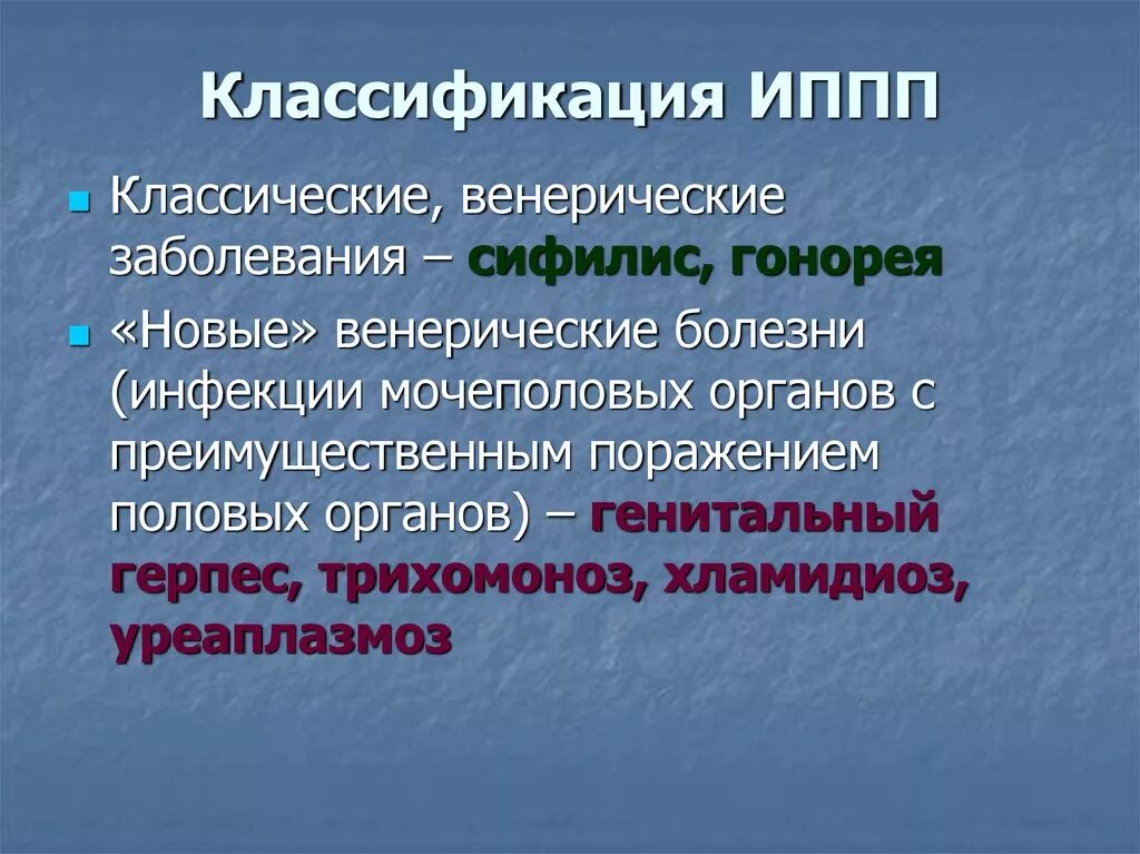 Инфекции передающиеся половым путем причины. Классификация венерических заболеваний. Общая классификация ИППП. Заболевания передающиеся половым путем классификация. Классификация инфекций передающихся половым путем.