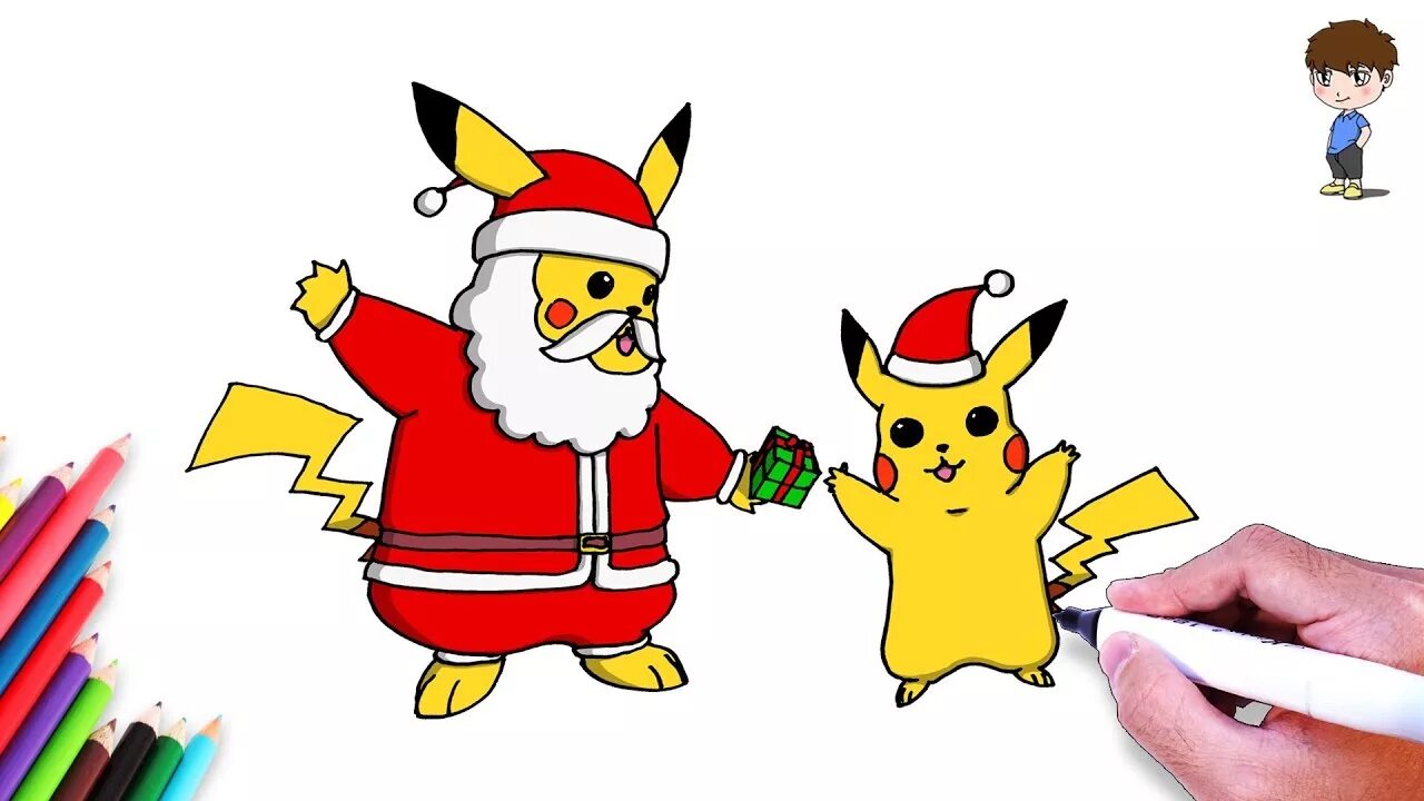 Как нарисовать новогоднего пикачу. Раскраска пикачу новогодний. Пикачу персонажи. Пикачу новый год. Как нарисовать новогоднего пикачу.