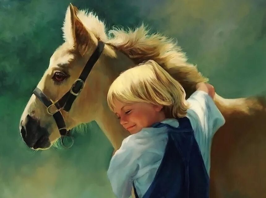 Мальчик на лошадке. Художница Laurie Snow Hein. Художник Хейн Лори (Laurie Snow Hein). Лошадь для детей.
