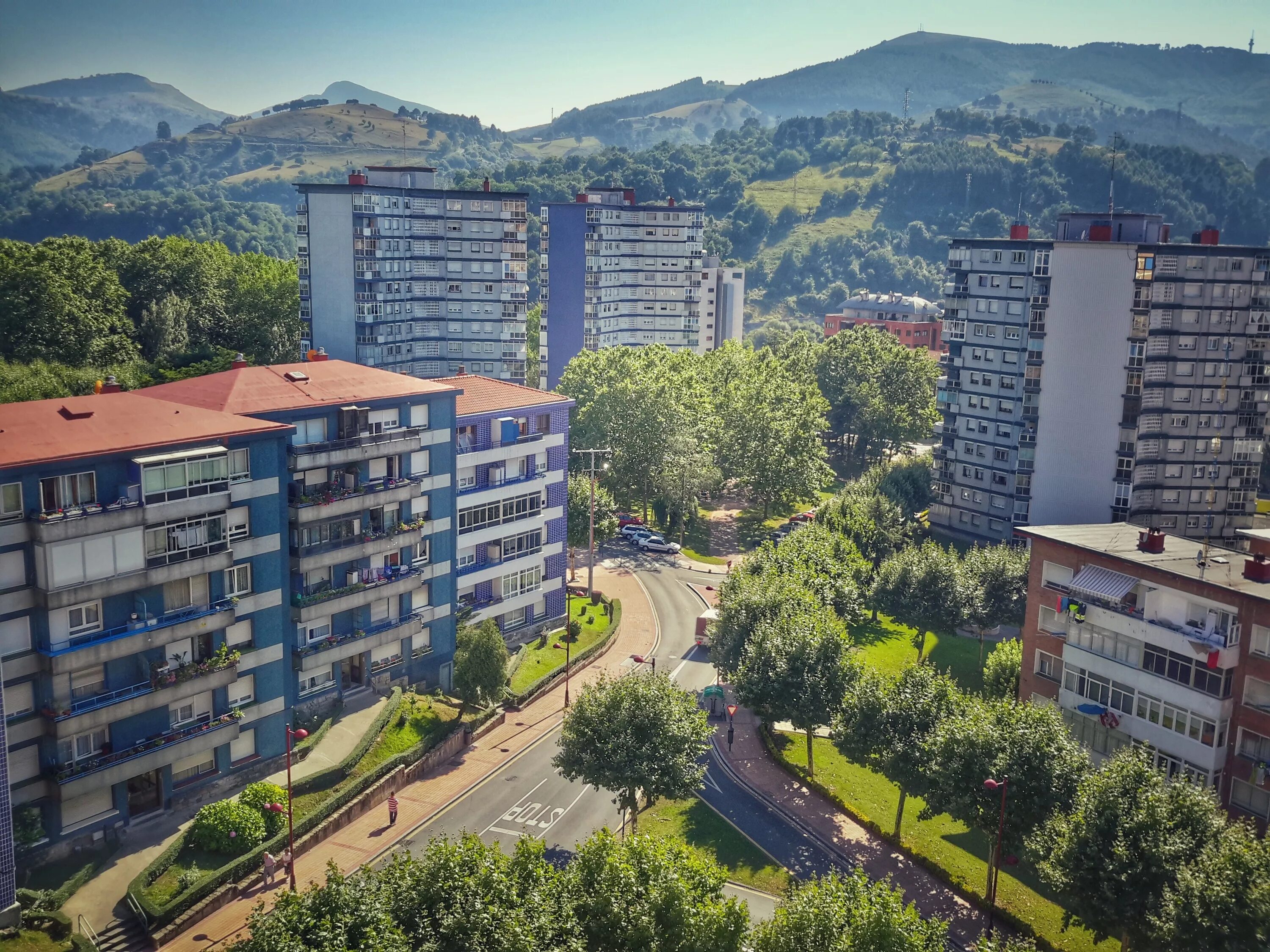 Building and mountains