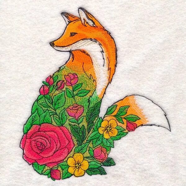 Flower foxes. Лисица в цветах вышивка. Машинная вышивка лисы. Лисичка из цветов. Лисенок в цветах рисунок.